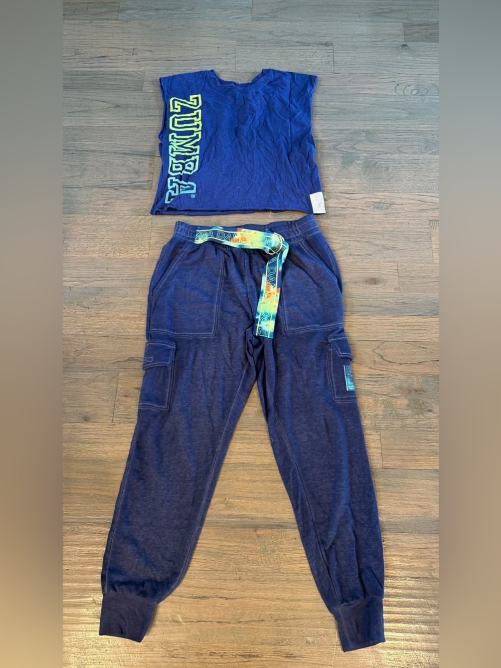 Zumba Fitness Navy Blue Joggers and Cropped Logo Top